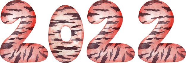 Inscrição em aquarela 2022 em um fundo branco numera 2022