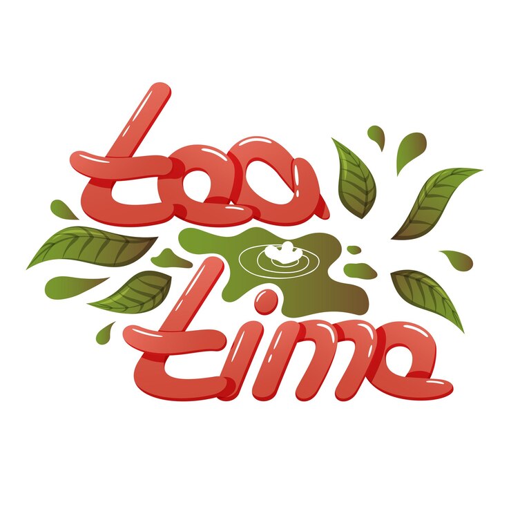 Vetor inscrição fofa dos desenhos animados hora do chá