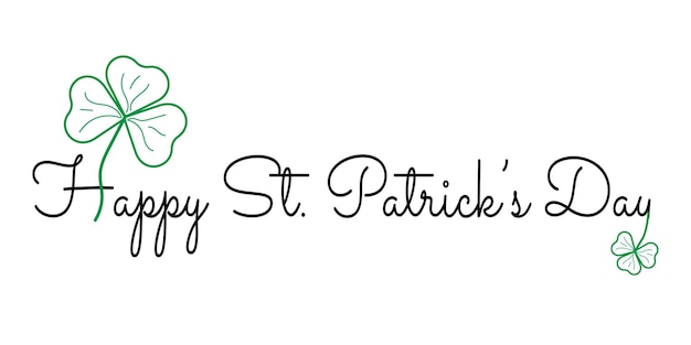Inscrição manuscrita happy st patrick's day letras irlandesas com trevo cartão postal vetorial isolado