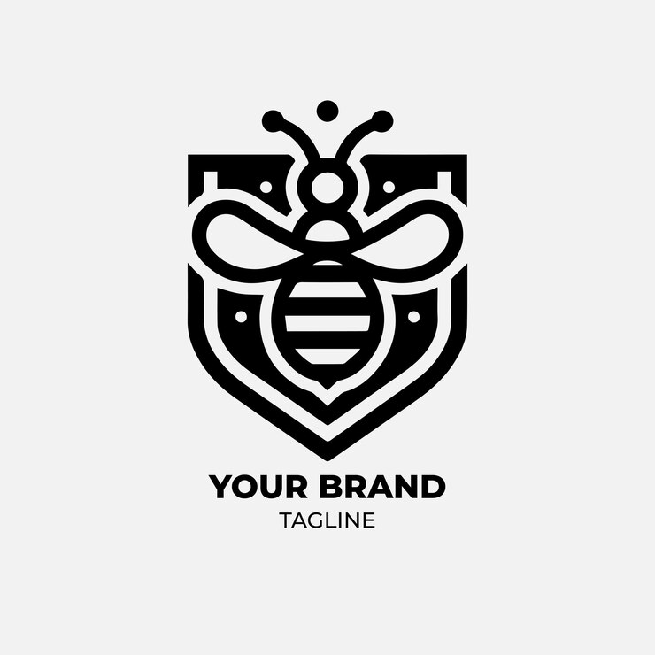 INSECT LOGO BEE 2 em preto e branco