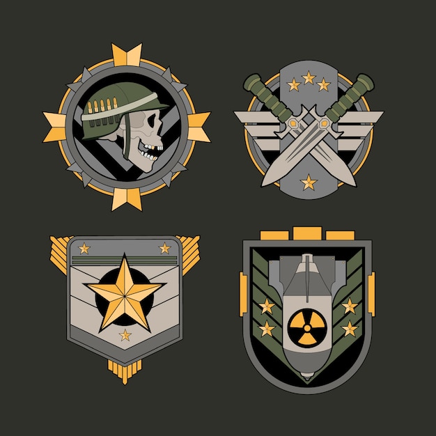 Vetor insignia de guerra desenhada à mão