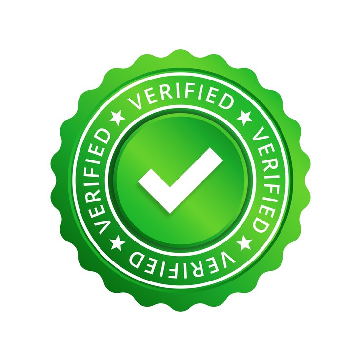Vetor insignia de medalha elegante verde verificada para certificações de sites ou prêmios de reconhecimento