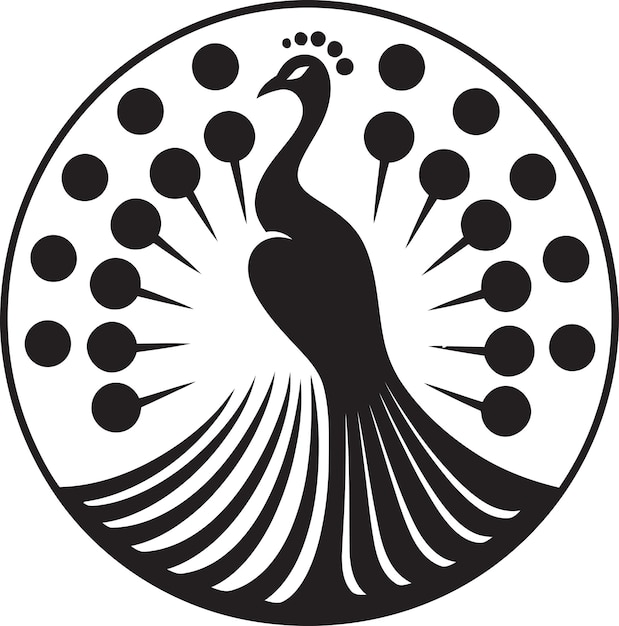 Vetor insígnia de pavão preto de esplendor de safira símbolo de pavão aviário elegante em vetor