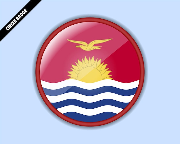 Vetor insignia do círculo da bandeira de kiribati desenho vetorial sinal arredondado com reflexo