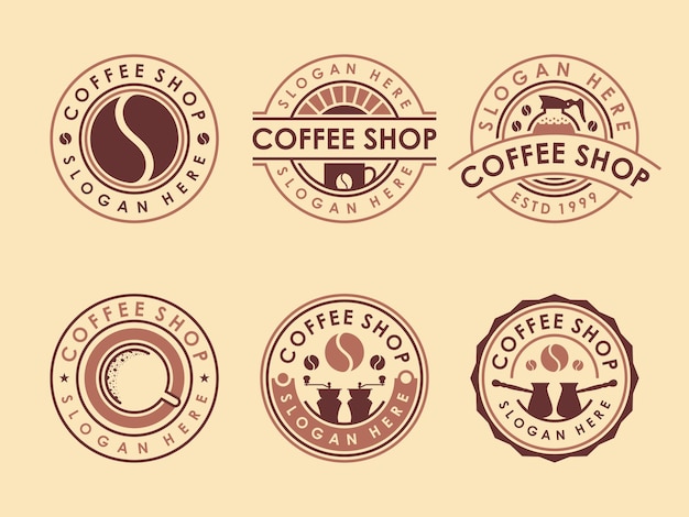 Insígnias do logotipo da cafeteria