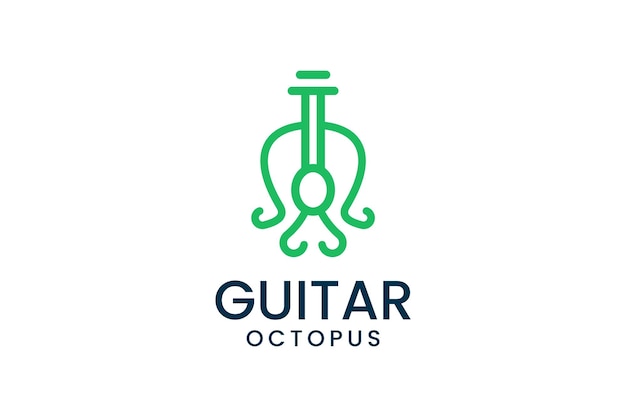 Inspiração criativa do logotipo da guitarra de polvo