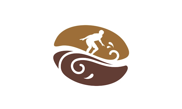 Inspiração de design de logotipo coffee bean e surfer