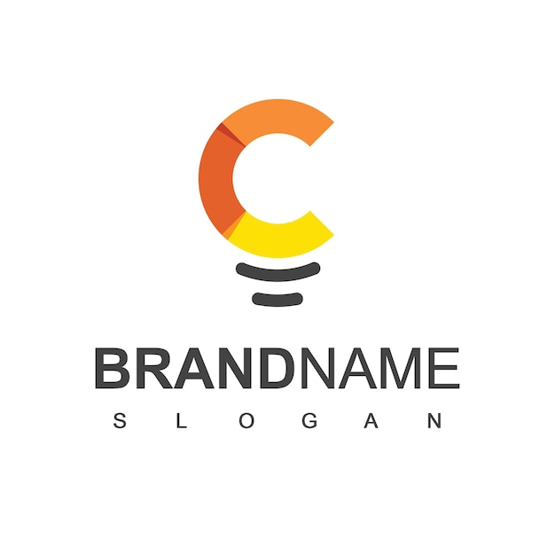 Inspiração de design de logotipo criativo letra c com símbolo de lâmpada