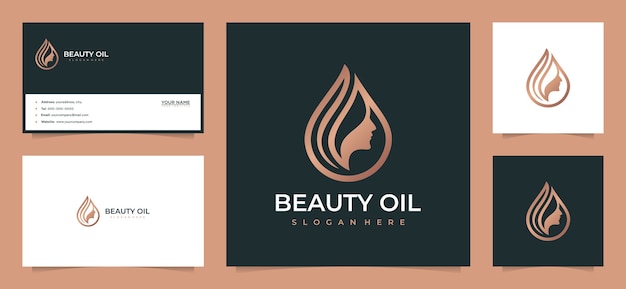 Inspiração de design de logotipo de cabelo de mulheres de beleza com cartão de visita