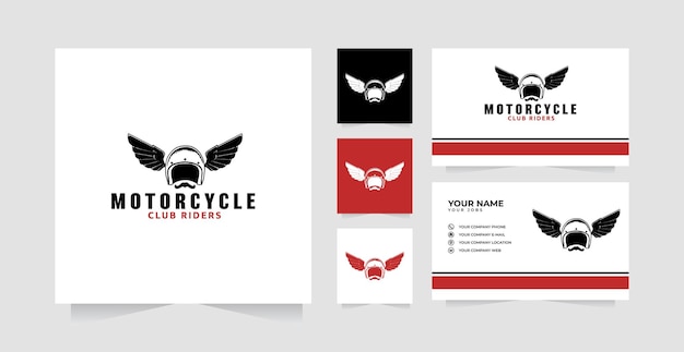 Inspiração de design de logotipo de capacete de corrida e cartão de visita