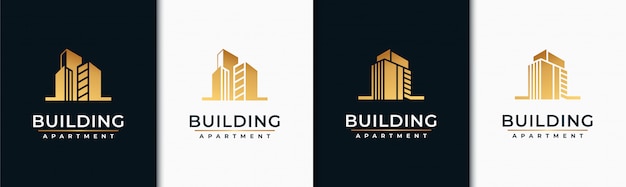 Inspiração de design de logotipo de construção de conjunto dourado