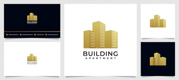 Inspiração de design de logotipo de edifício de luxo com cartão