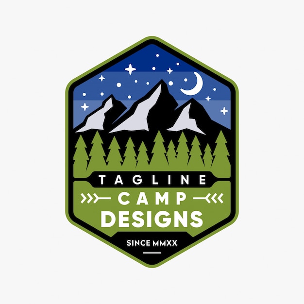 Inspiração de design de logotipo de emblema de acampamento