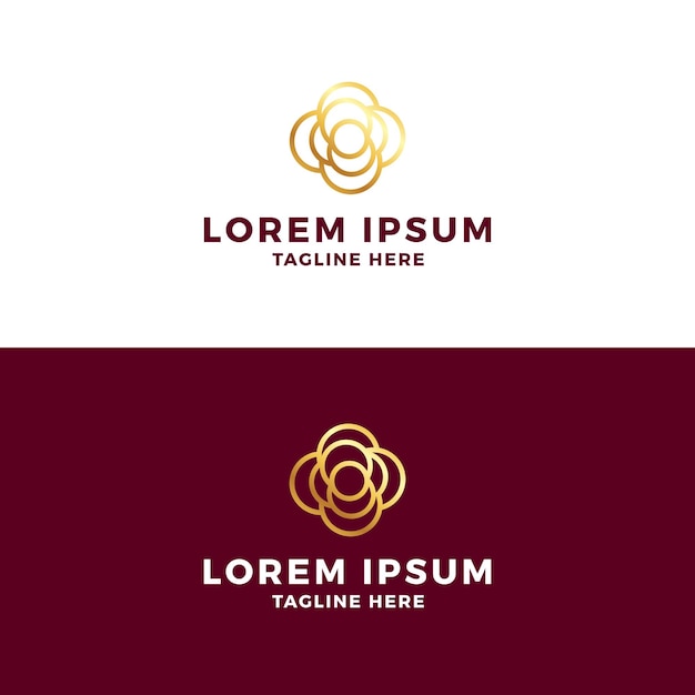 Vetor inspiração de design de logotipo de flor rosa de arte de linha elegante