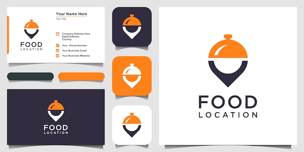 Inspiração de design de logotipo de ícone de localização de alimentos e cartão