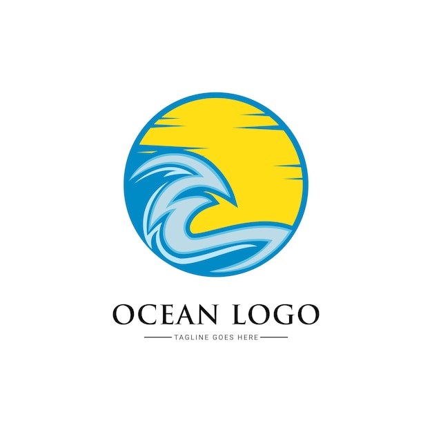 Vetor inspiração de design de logotipo de ondas do mar