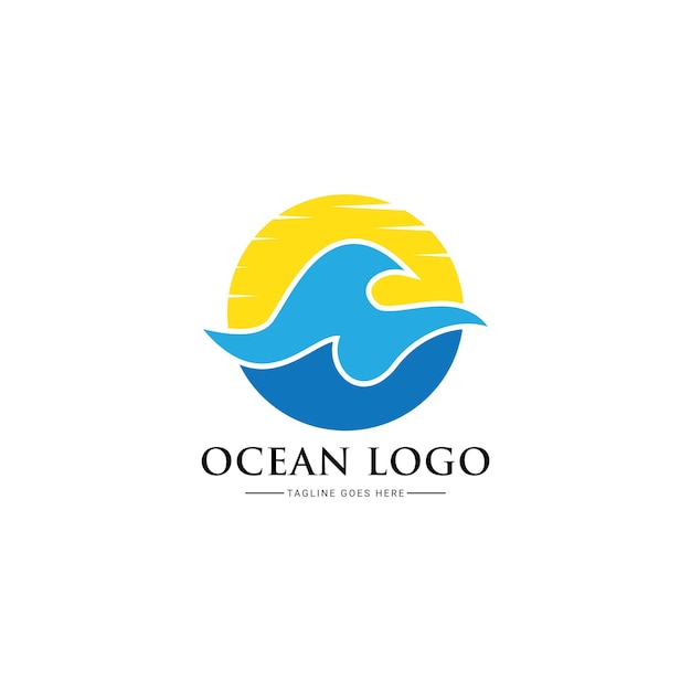 Inspiração de design de logotipo de ondas do mar