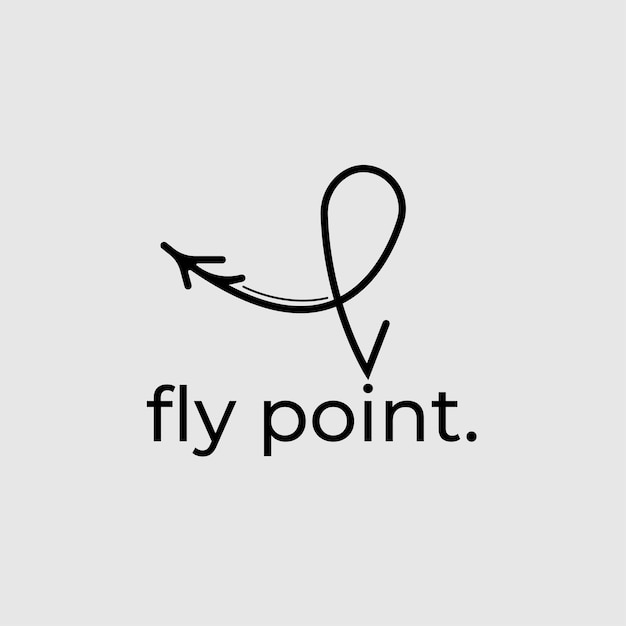 Inspiração de design de logotipo de ponto de mosca modelo de logotipo de arte de linha de trilha de avião ilustração vetorial