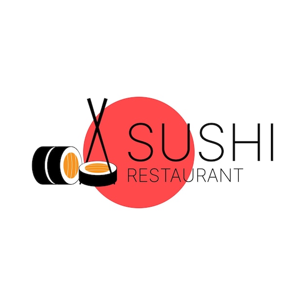Vetor inspiração de design de logotipo de restaurante de sushi japonês