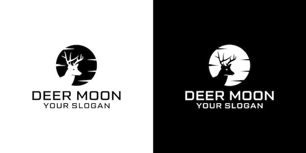 Inspiração de design de logotipo de silhueta de veado e lua