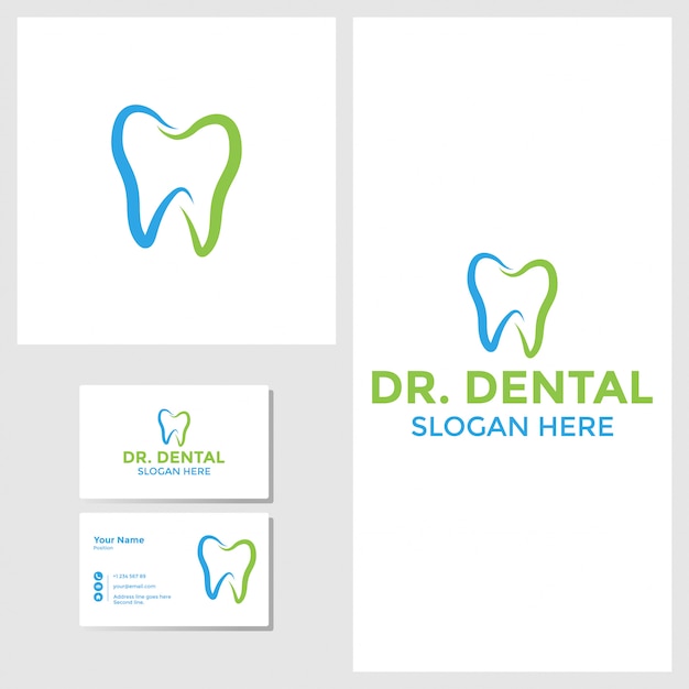 Inspiração de design de logotipo dental com maquete de cartão de visita