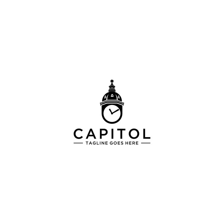 Vetor inspiração de design de logotipo do capitólio e do tempo