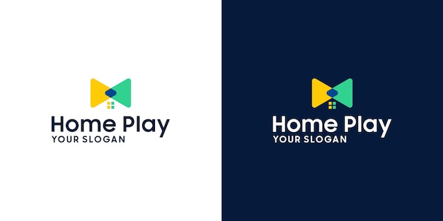 Inspiração de design de logotipo em casa e botão play