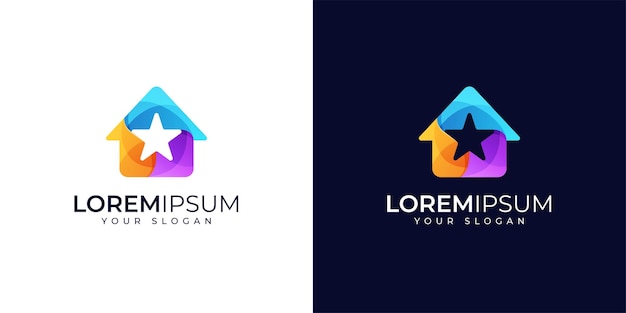 Inspiração de design de logotipo estrela em casa. logotipo da propriedade