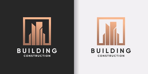 Inspiração de design de logotipo para construção de negócios com conceito criativo vetor premium