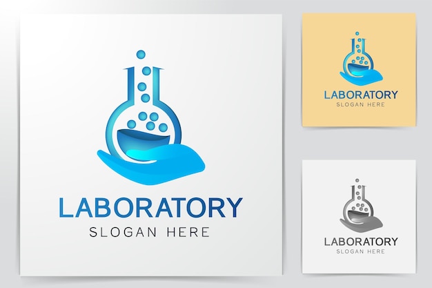 Vetor inspiração de designs de logotipo de laboratório isolado no fundo branco