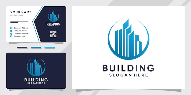 Inspiração de logotipo para construção de negócios com design de cartão de visita premium vector