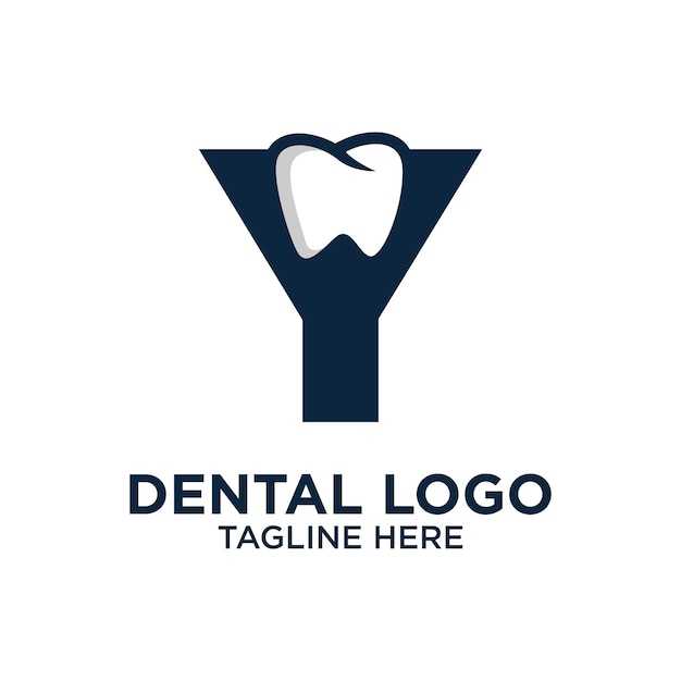 Inspiração de modelo de design de logotipo dental letra y, ilustração vetorial.