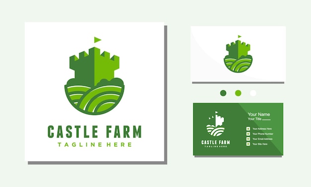 Inspiração de vetor de ícone de design de logotipo de fazenda de fortaleza de castelo