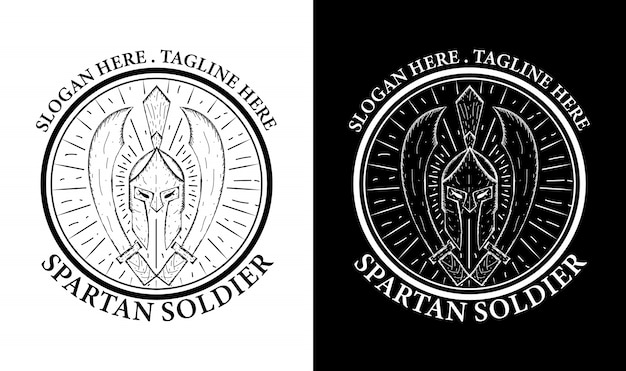 Inspiração do design do emblema retro vintage espartano