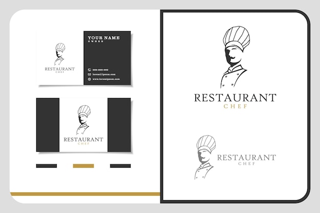 Inspiração do design do logotipo do chef restaurant comida bebida ícone chapéu silhueta cartão de visita