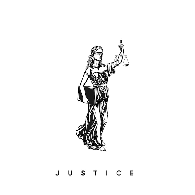 Vetor inspiração do logotipo da silhueta lady justice