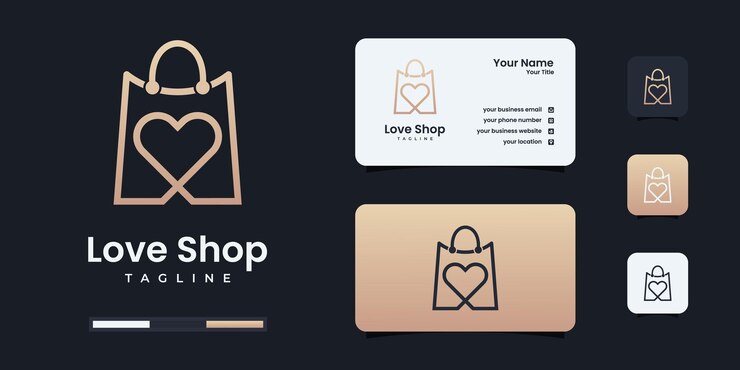 Vetor inspiração minimalista do design do logotipo da loja de amor. o logotipo do coração seja usado para o seu negócio.