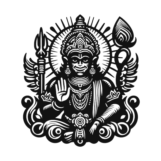 Vetor inspiração para a ilustração do deus hanuman