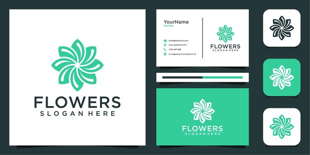 Inspiração para logotipo de flor feminina e cartão de visita