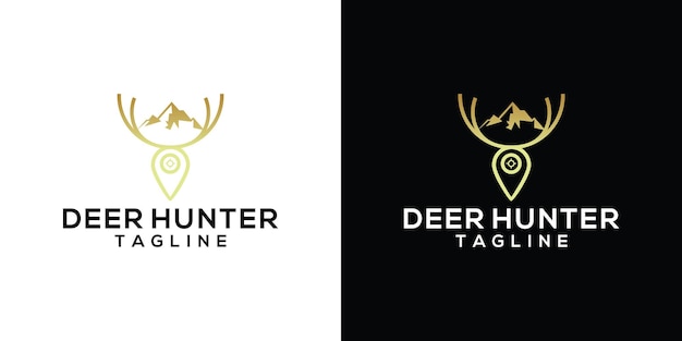 Vetor inspiração para modelo de design de logotipo de deer hunter