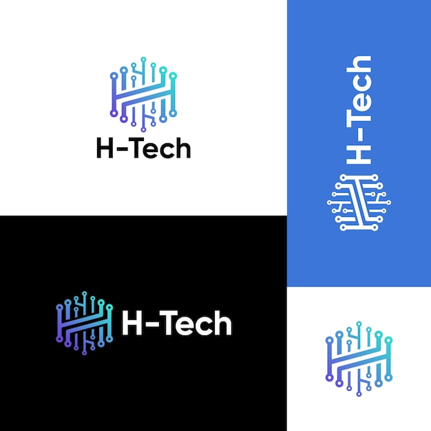 Vetor inspiração para o conceito de logotipo da h tech