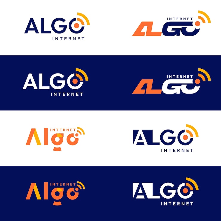 Vetor inspiração para o design do logotipo da algo internet