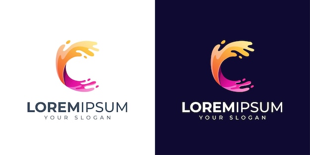 Vetor inspiração para o design do logotipo da letra c colorida