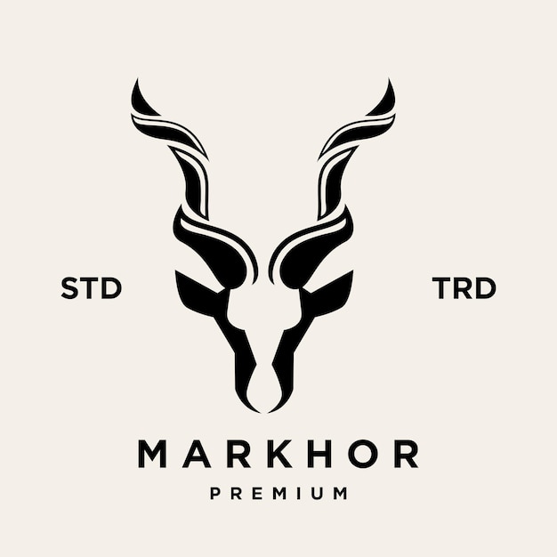 Vetor inspiração para o design do logotipo do animal-cabeça de markhor