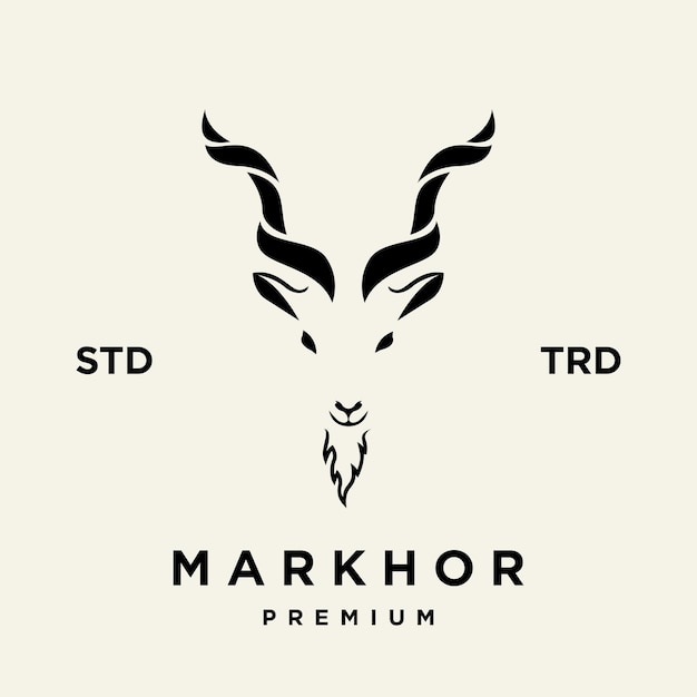 Vetor inspiração para o design do logotipo do animal-cabeça de markhor