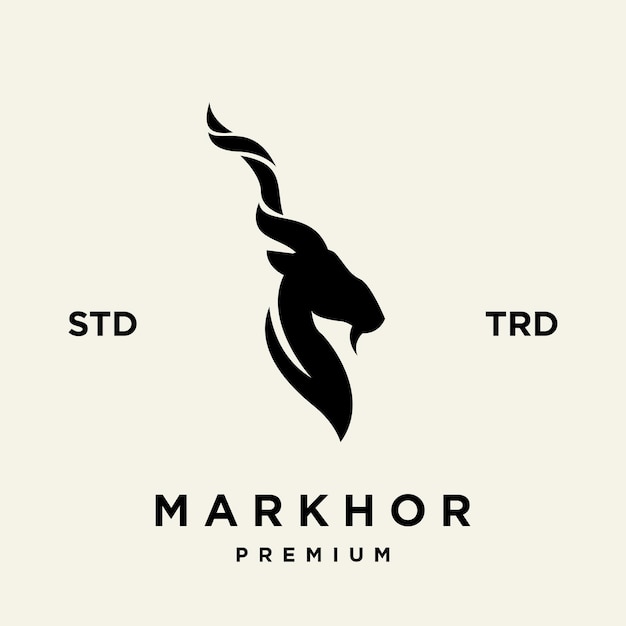Vetor inspiração para o design do logotipo do animal-cabeça de markhor