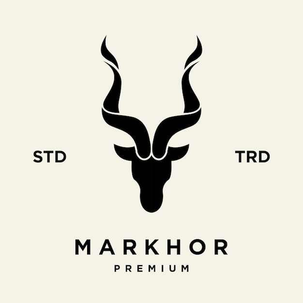 Vetor inspiração para o design do logotipo do animal-cabeça de markhor