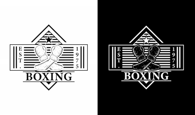 Inspiração para o design do logotipo retrô vintage de boxe