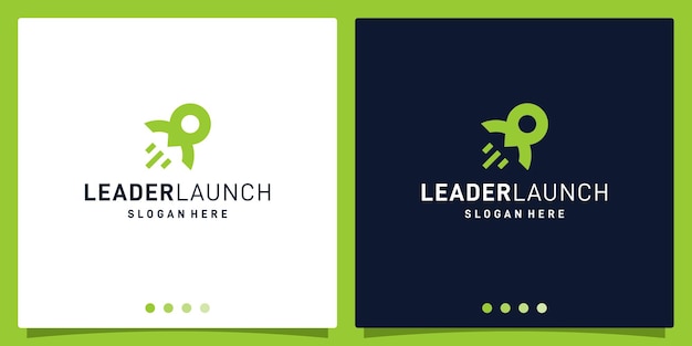 Inspiração para o formato do logotipo de um líder e o logotipo de lançamento. vetor premium