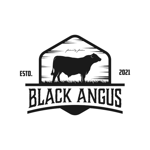 Inspiração retrô vintage para design de logotipo de carne bovina angus